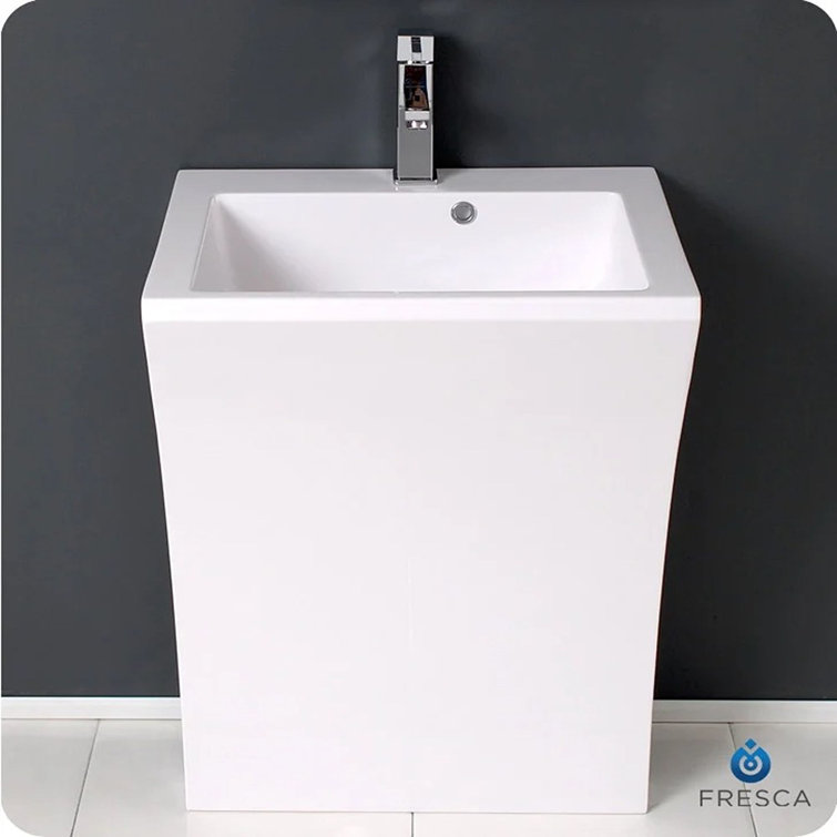 Quadro 23" Pedestal Bathroom Sink with Overflow