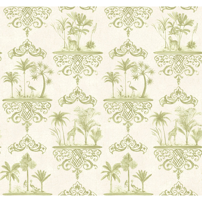 Rousseau Toile Wallpaper Roll, Old Olive