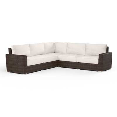 Montecito 106.5 " W L-Shaped Wicker Patio Sectional with Cushions