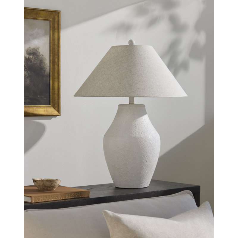 Lampe de table en céramique Hillsville, Blanc, Blé