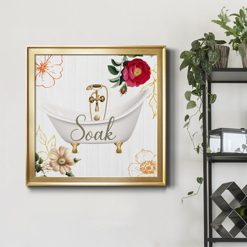 Soak - Peinture sur toile encadrée, H 34,5 po x l 34,5 po x P 1,5 po, Toile avec cadre or