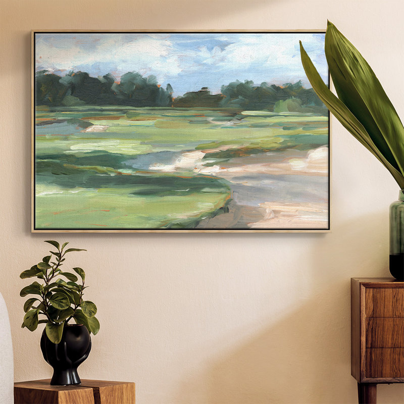 " Golf Course Study II ", 17" H x 25" W, Natural Wood