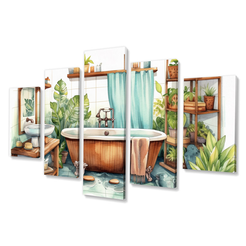 Natural Bathroom Decor XX - Bathroom Wall Decor - 5 Panels