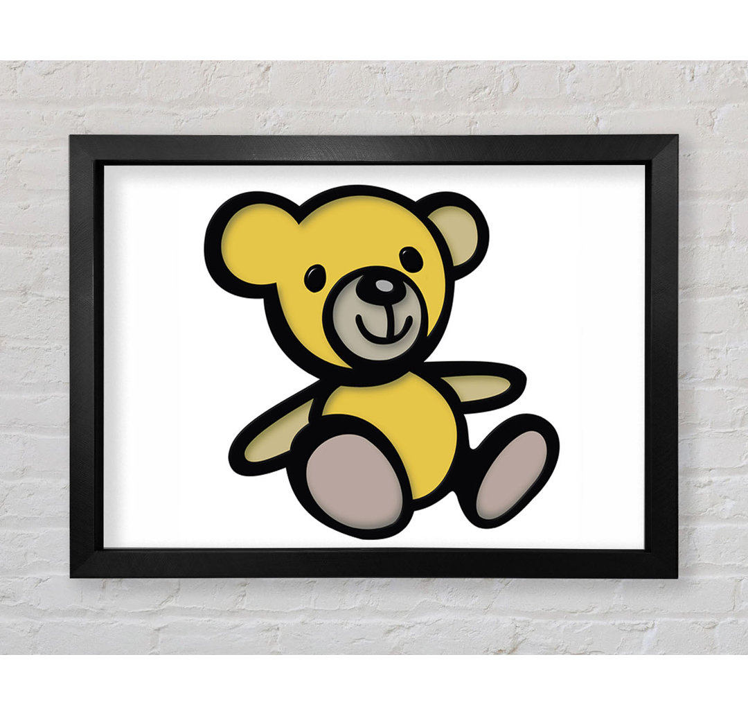 Gerahmtes Leinwandbild Teddy Bear Cartoon in Rosa