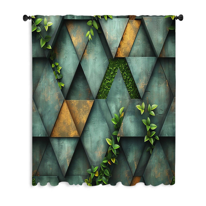 D Abstract Architectural Sheer Curtain Single Panel, 53" W x 99" L