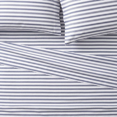 Navy French Ticking Crib Sheet