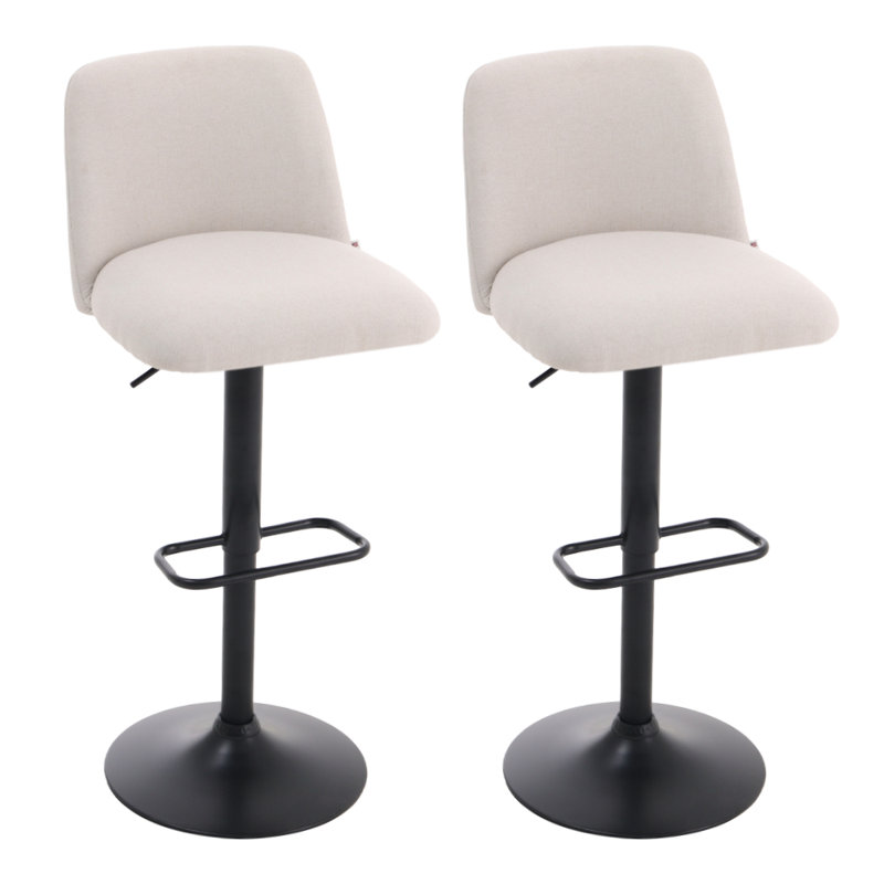 Dellaquila Upholstered Adjustable Height Counter Stool with Metal Frame, White
