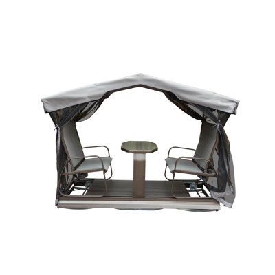 4 Outdoor Glider Bench With Canopy - Aluminum Frame Patio Construction