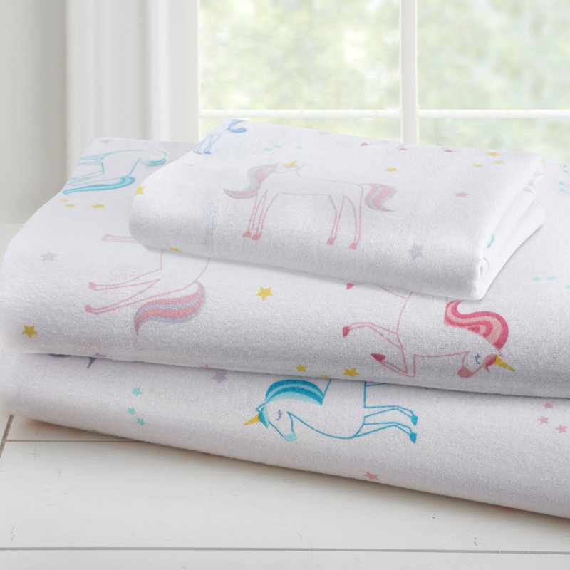 Ensemble de draps en flanelle pour tout-petits Wildkin - 100% coton, draps doux et confortables - Licorne