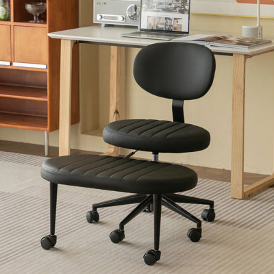 Chaise de bureau ergonomique avec pieds croisés à positions multiples, méditation pivotante et fauteuil de bureau TDAH Fidget, dossier et base roulante