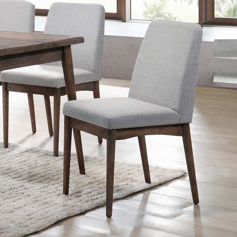 Chaise de salle à manger rembourrée en tissu gris, brun (ensemble de 2)