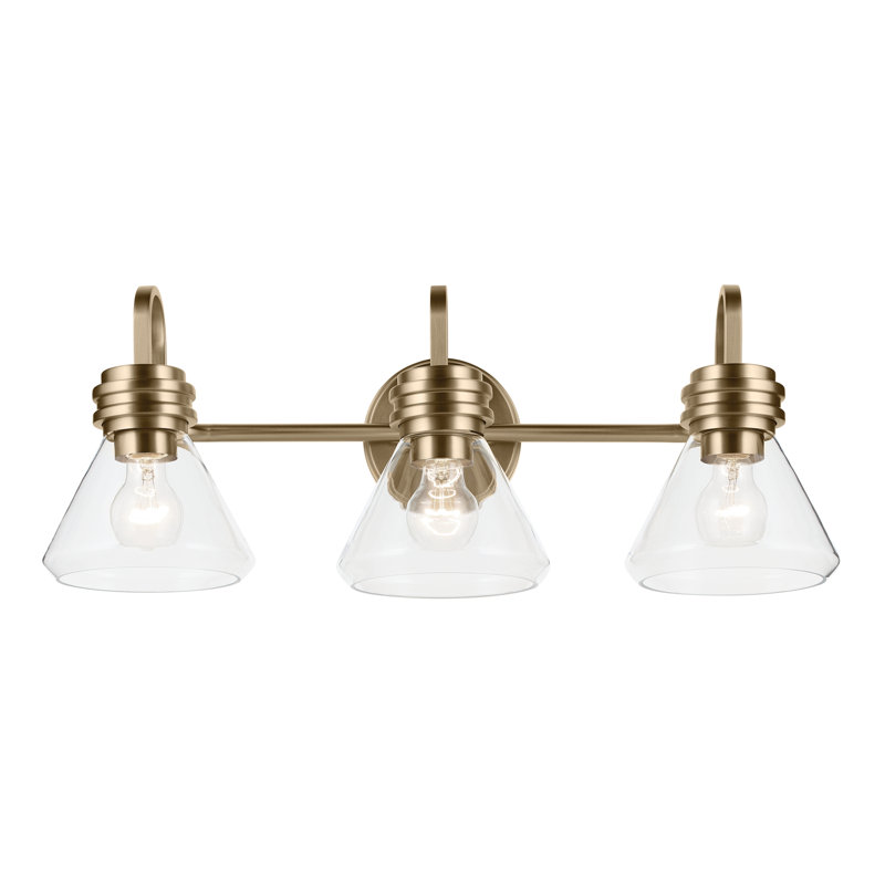 26" 3-Light Vanity Light with Clear Glass, Bronze