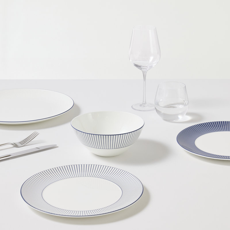 Wedgwood Gio Blue Cereal Bowl 6.2in Pinstripe, Blue/White