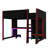 Wood Black Gaming Loft Bed with Desk, Wardrobe, LED Lights and Storage Drawer, Wood Frame for Kids Teens-1551960015