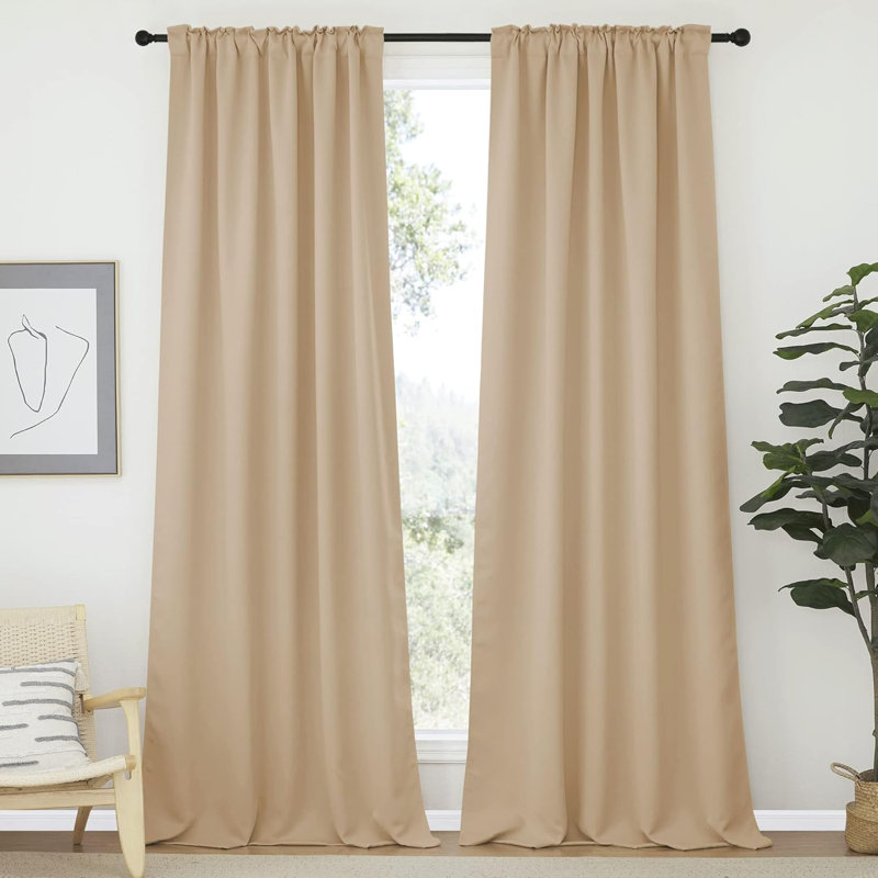 Blackout Curtain Light & Noise Reducing Room Darkening Drapes for Bedroom/Living Room/Kitchen, 2 Pieces, 52" W x 108" L