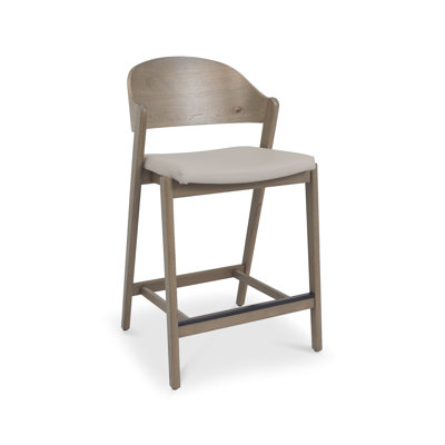 Upholstered Counter Stool with Solid Wood Frame