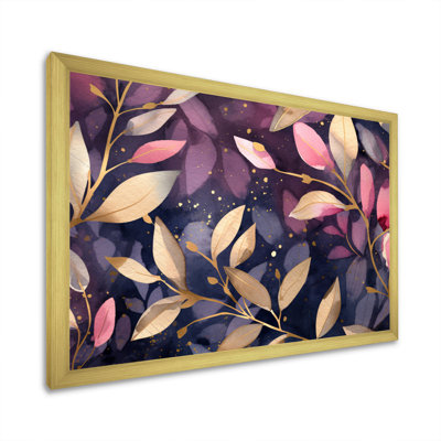 «Purple Gold Leafs Harmony» sur toile