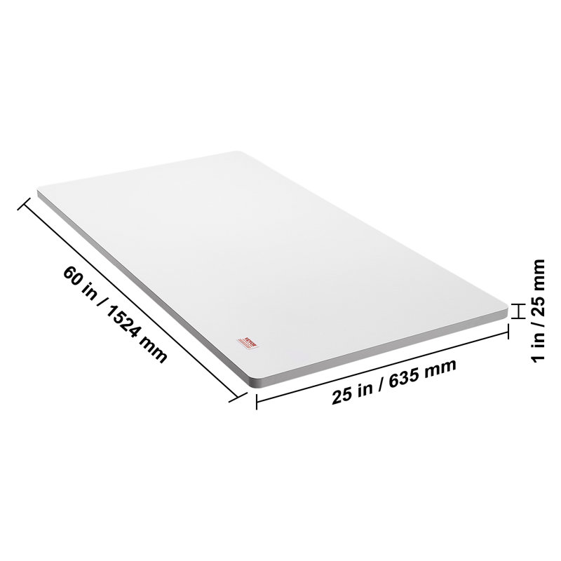 Plateau de table en bois, Blanc, H 1 po x l 60 po x P 25 po