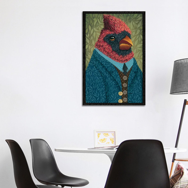 Garden Portraits-Cardinal #3 by Marisa Ray - Gallery-Wrapped Canvas Giclée on Canvas, Black Floater Frame