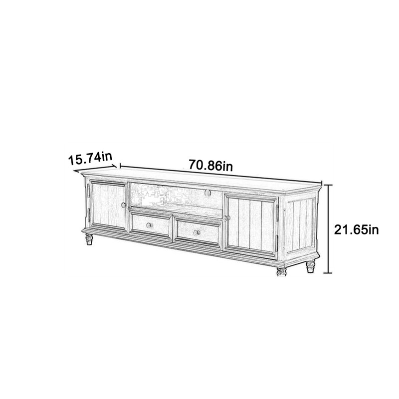 Wide solid wood TV cabinet