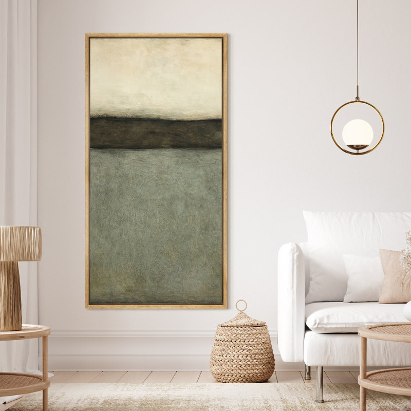 Toile abstraite encadrée, reproduction minimaliste neutre pour décoration murale moderne, Naturel, H 60 po x l 30 po