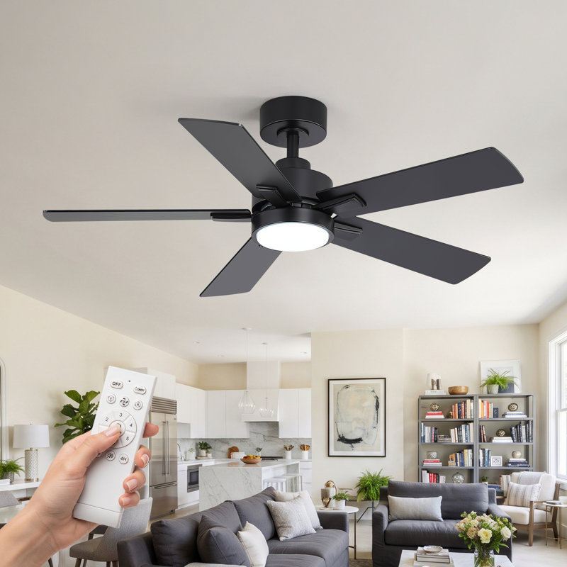 42" Ceiling Fan With Lights And Remote, 3 Color Temperatures, Quiet DC Motor, Reversible, for Bedroom Living Room Patio
