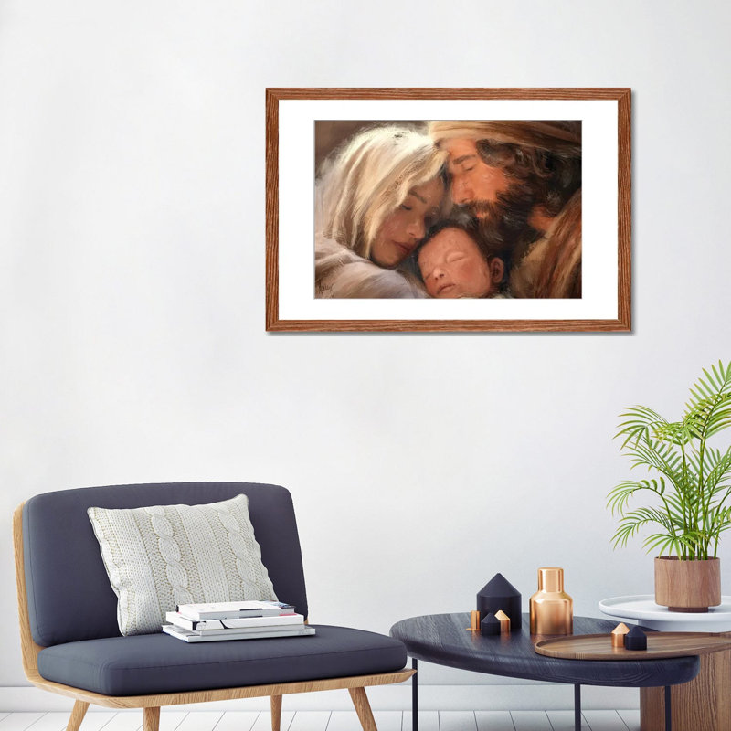 «The First Christmas» - reproduction d'art murale - papier d'art encadré, H 24 po x l 32 po, Brun