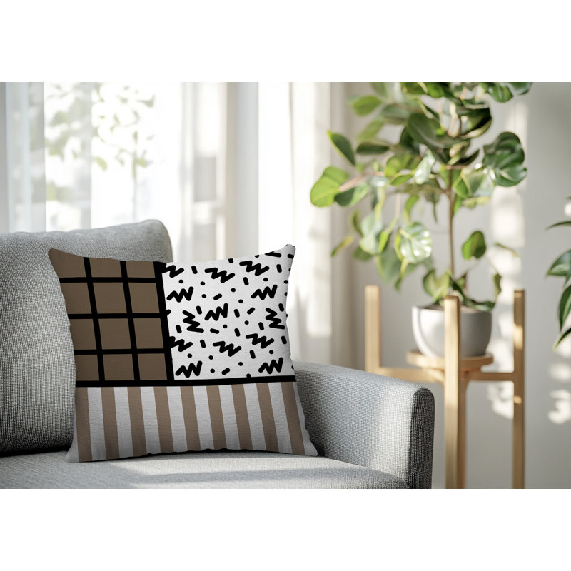 Oreiller carré réversible intérieur / extérieur Minka, Carré 16 po, Beige