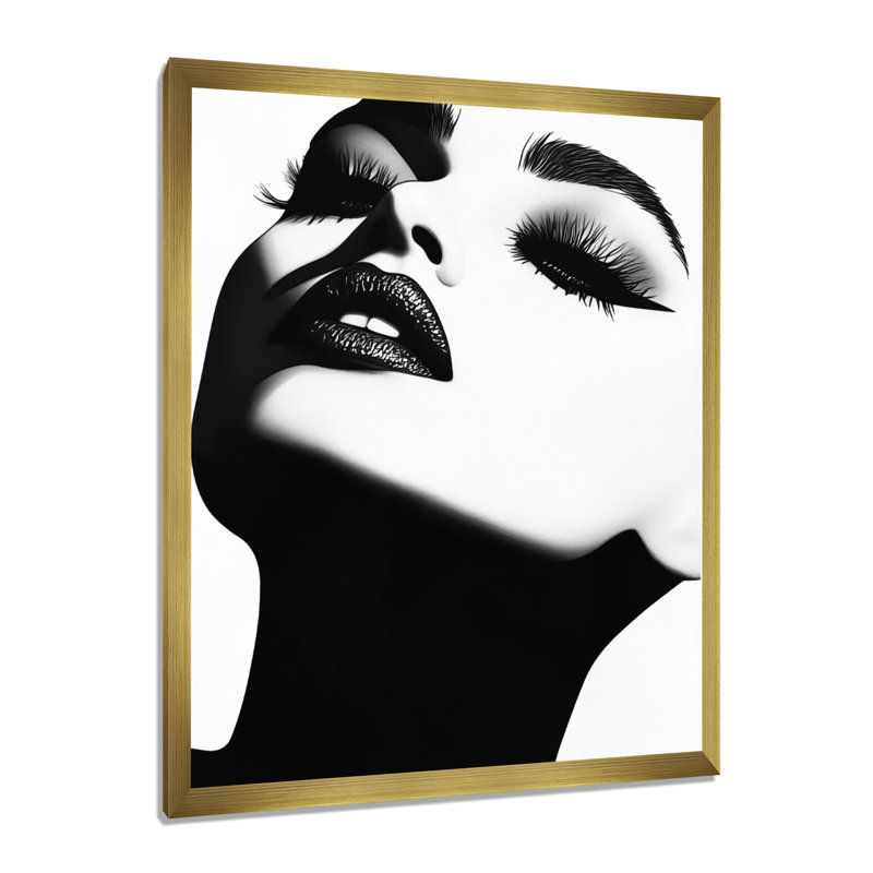 Monochromeblack Monochrome Glam Muse II - Tableau encadré de femme à la mode, H 44 po x l 34 po, Encadrement doré