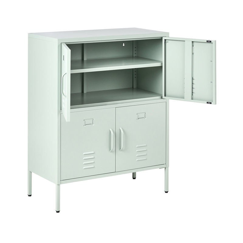 4 -Door 4 -Shelf Storage Cabinet, Mint Green