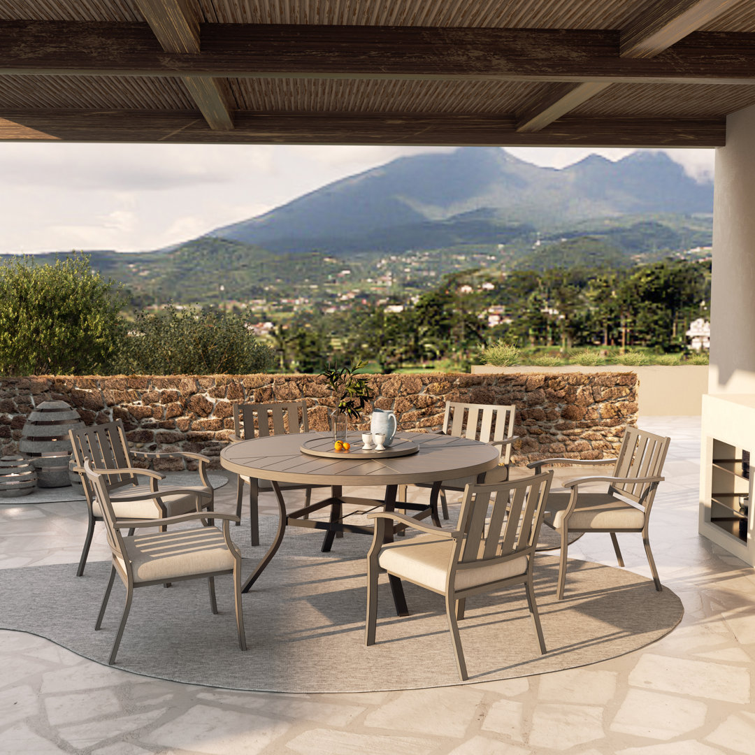 Azur Patio Round 60" Dining Set With Removable Lazy Susan And Sunbrella® Cushions Peak Home Furnishings Number of Chairs 