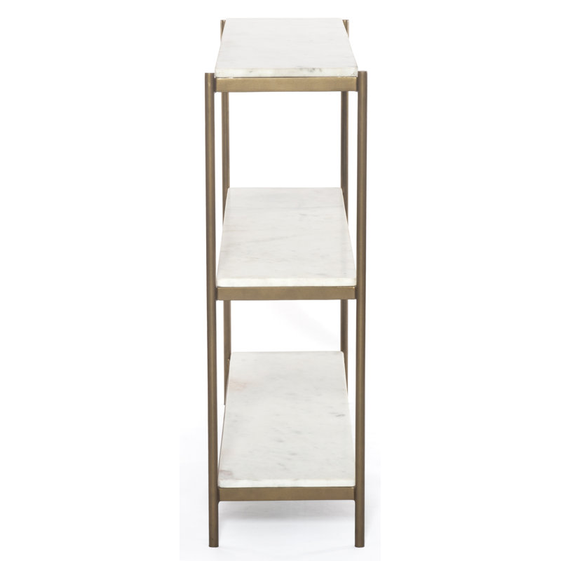 36'' Marble Top Console Table, Antique Brass