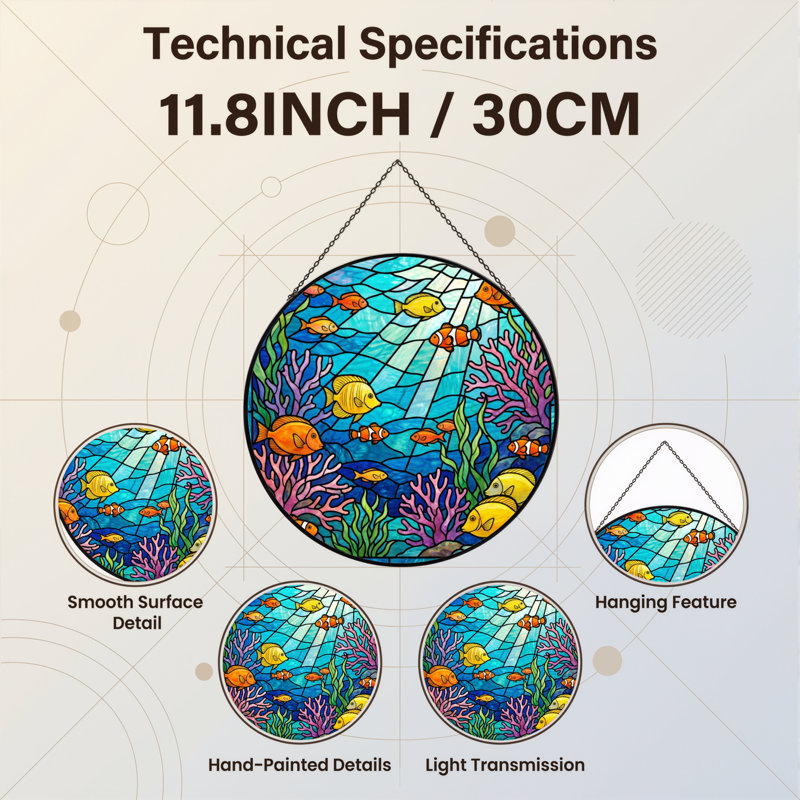 Vitrail de vitrail sous l'eau 12 "H, H 12 po x l 12 po
