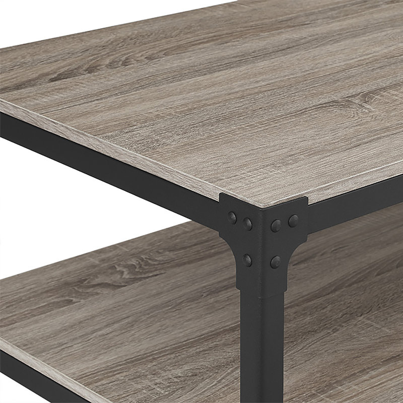 Table basse bicolore avec tablette de rangement inférieure Feickert, Bois flotté