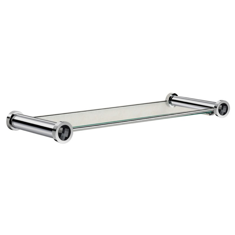 Moonlight Glass Accent Shelf, 1.5" H x 24.8" W x 5.1" D, Chrome
