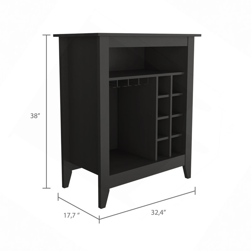 Armoire à vin, bar à 6 tablettes et 1 tiroir 1 wengé noir