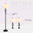 HOMCOM 3 Piece Table Floor Lamp Set With Metal Pole, Round Base, And Fabric Lampshade, For Living Room, Black/White