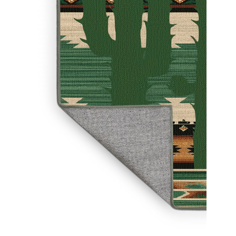 Washable Saguaro Cactus Southwestern Area Rug, Round 8'