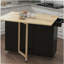 Îlot de cuisine avec support à épices, porte-serviettes et plateau en bois massif extensible - noir
