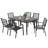 Patio Metal Dining Set With 6 Stackable Chairs And Umbrella Hole-625729961