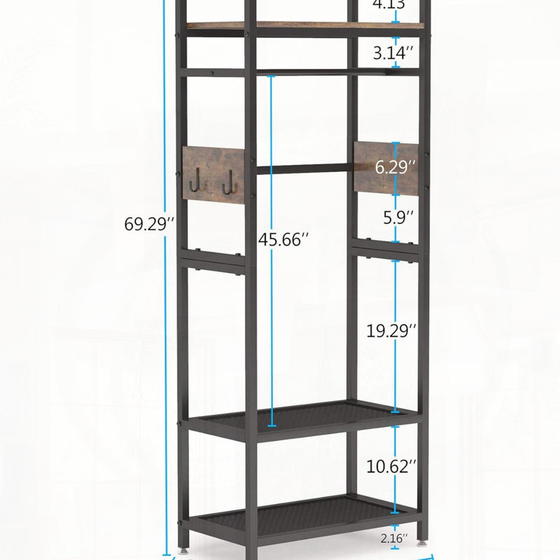 Heavy-Duty Freestanding Closet Organizer with Hanging Rod and Hooks