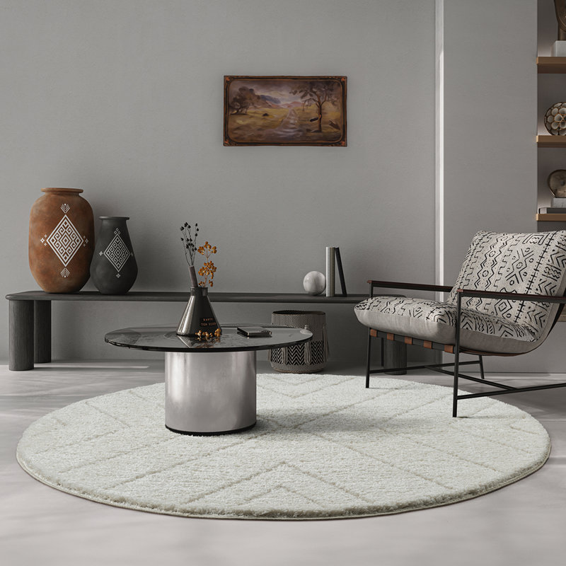 Taneesha Geometric Area Rug, Round 120 cm