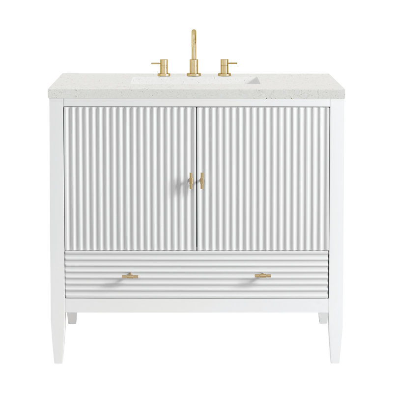 Myrrin 36'' W Single Vanity, Bright White, Lime Delight, 8" Widespread
