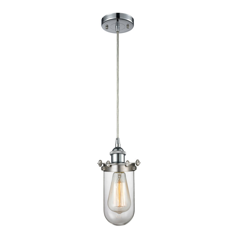 Luminaire suspendu à 1 lumière Calixta, Transparent, Chrome poli, Ampoule DEL 6 watts Vinage