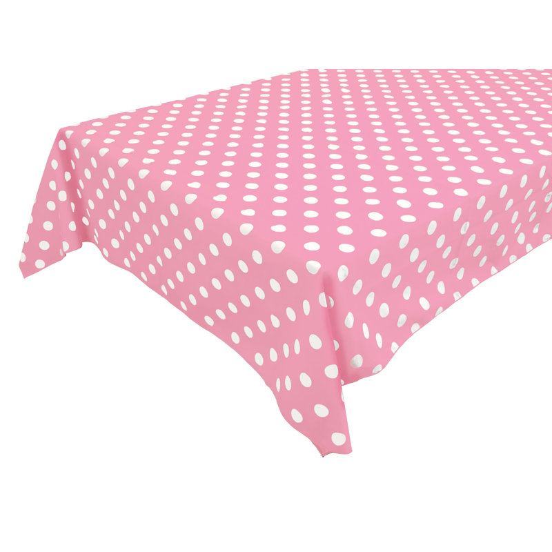 Polka Dots Print Tablecloths, 84" L x 58" W, White/Pink