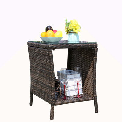 Outdoor Patio Furniture 1 Coffee Table With Clear Tempered Glass