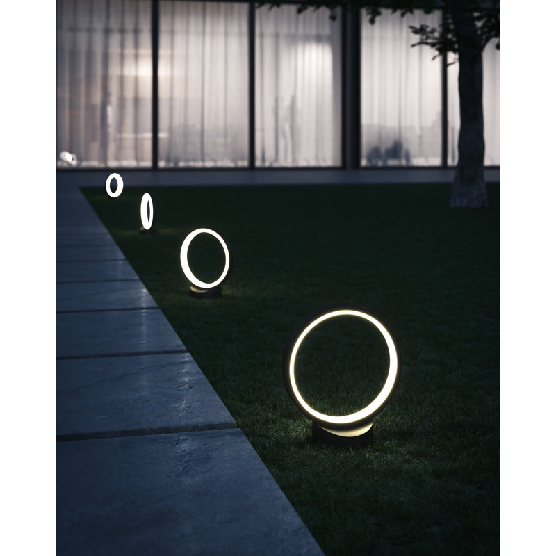 Borne d'éclairage à DEL basse tension intégrée Parc Noir, H 16,5 po x l 15 po x P 4,75 po, 12 W