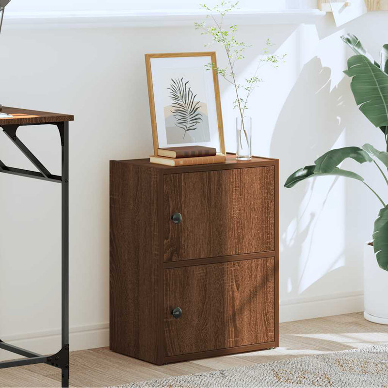 Shanetra 40cm W Bookcase, (2 Shelves) 52cmH x 40cmW x 24cmD, Brown Oak