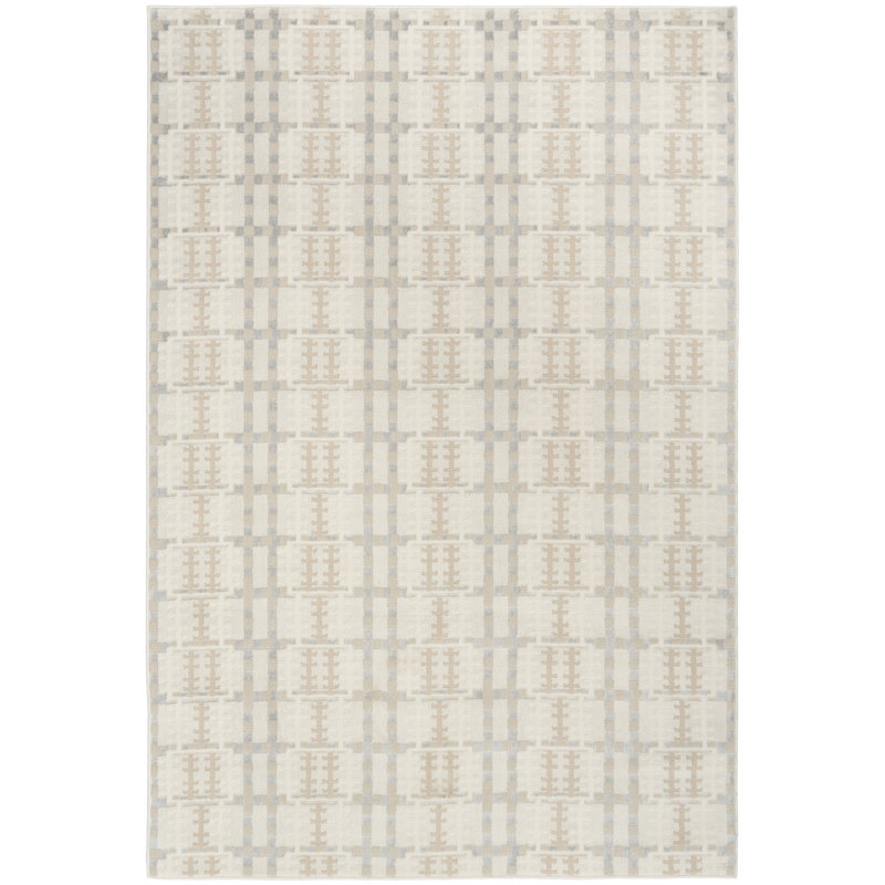Ebern Designs Reimann Ivory Multicolor Modern Indoor Rug, Rectangle 4' x 6'