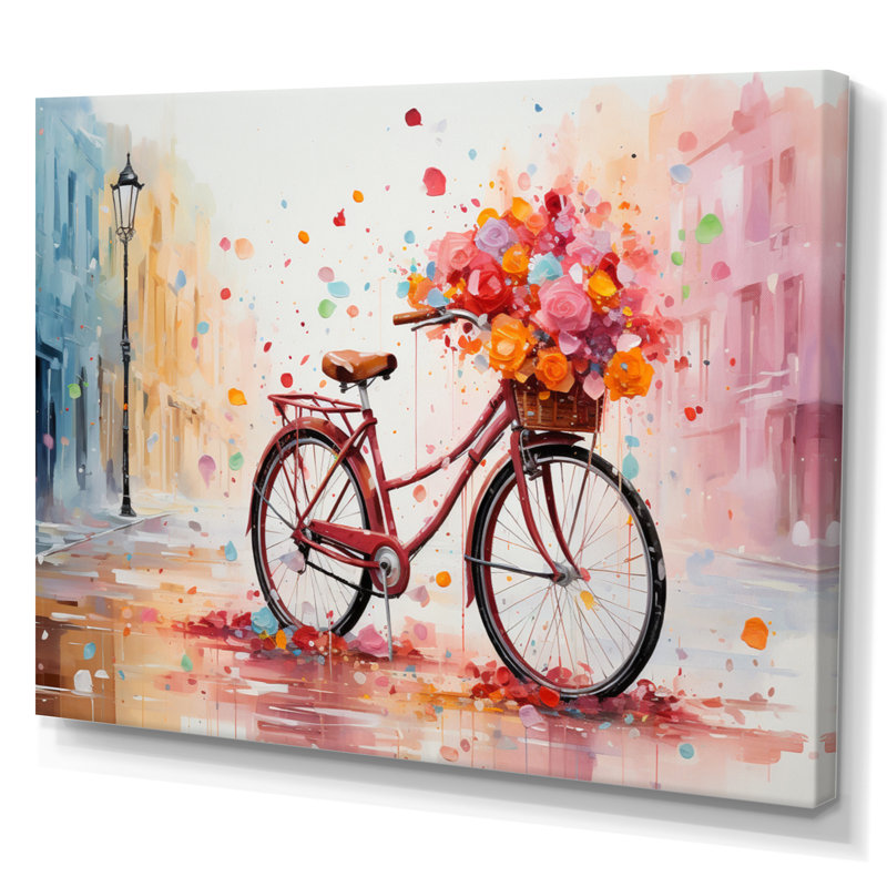 Vélo pédalant souvenirs - pointillisme mural, H 16 po x l 32 po x P 1 po, Toile tendue